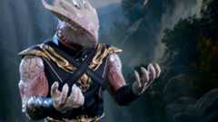 The Dark Urge, from Baldur&#039;s Gate 3, looks towards his accursed claws with self-disdain.