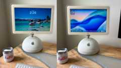 iMac G4 running Liquid Glass (via M1 Mac Mini)