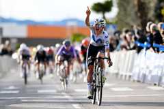 VILA-REAL, SPAIN - FEBRUARY 13: Cat Ferguson of Great Britain and Team Movistar celebrates at finish line as stage winner during the 10th Setmana Ciclista - Volta Femenina de la Comunitat Valenciana 2026, Stage 2 a 115.5km stage from Vila-Real to Vila-Real on February 13, 2026 in Vila-Real, Spain. (Photo by Szymon Gruchalski/Getty Images)