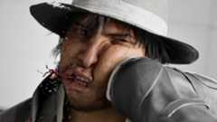 virtua fighter screenshot showing a closeup of a man being kicked in the face