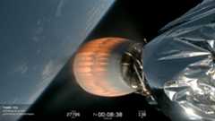 View from the upper stage of a SpaceX Falcon 9 rocket during a launch of 25 Starlink satellites on Feb. 2, 2026. The upper stage failed to deorbit as planned on that mission, after successfully deploying the satellites.