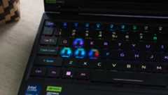 A close up of the laptop keyboard