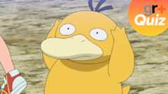 Psyduck holding its head with the GR+ Quiz logo in the corner of the image