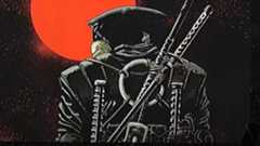 Michelangelo standing in front of a red sun on the cover of Teenage Mutant Ninja Turtles: The Last Ronin