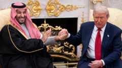 US President Donald Trump, right, and Mohammed bin Salman, Saudi Arabia's crown prince, during a meeting in the Oval Office of the White House in Washington, DC, US, on Tuesday, Nov. 18, 2025. Trump said the US would sell F-35 fighter jets to Saudi Arabia, offering Crown Prince Mohammed bin Salman a prize he's long cherished - even though many obstacles remain before he gets the stealthy planes. Photographer: Nathan Howard/Politico/Bloomberg via Getty Images