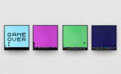 Four coloured screens, the first screen reads game over