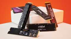 A collection of NVMe SSDs on orange.