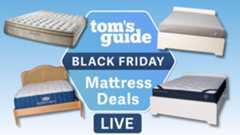 A composite images of mattresses with a "Black Friday mattress deals" live hub badge. 
