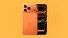 Apple iPhone 17 Pro on orange background