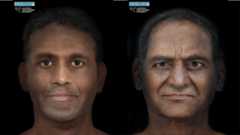 Digital facial reconstructions of a young and old Indian man