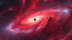 An illustration shows a direct collapse black hole forming at the heart of a Little Red Dot