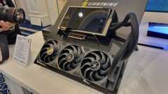 An MSI GeForce RTX 5090 32G Lightning Z graphics card on display at CES 2026