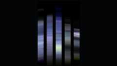 A series of vertical bars of swirling purples, blues and greens showing various layers of dust and ice in Mars's atmosphere