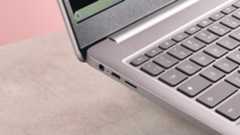 Close-up of left-side ports on HP Chromebook Plus 15.6-inch
