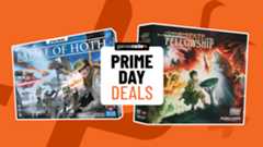 Battle of Hoth and Fate of the Fellowship boxes on either side of a GamesRadar+ logo and 'Prime Day deals' badge, all against an orange background