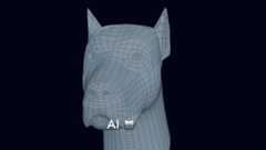 A screenshot showing Tractive AI retopology tool in use with a mesh of a 3D dog