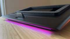 Front of Razer Laptop Cooling Pad with purple RGB switched on