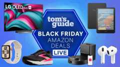 a blue background image with kindle colorsoft, roborocks vacuum, airpods 4, apple watch, lg oled tv, and brooks running shoes