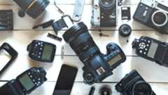 A selection of cameras and cameras accessories