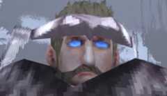 Close up of caucasian face with headband and blue eyes, pixellated