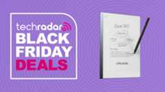 A reMarkable 2 and Marker Plus pen on a purple background next to a TechRadar badge reading &#039;Black Friday deals&#039;