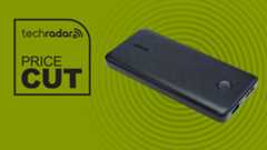 Anker PowerCore Slim 10000 Power Bank 10K on green background with TechRadar price cut sign