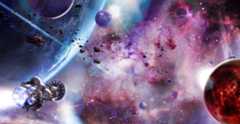Interstellar space travel concept art