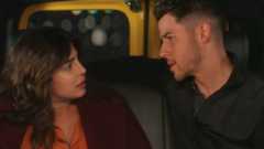 Priyanka Chopra Jonas and Nick Jonas looking at each other in Love Again 