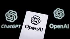 An OpenAI logo is displayed on a smartphone screen with a ChatGPT logo in the background.