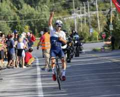 Guillaume Boivin celebrates winning the Canadian national title