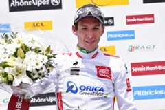 Orica&#039;s Simon Yates on the stage 6 podium.