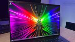 Razer Blade 16 gaming laptop close up on display