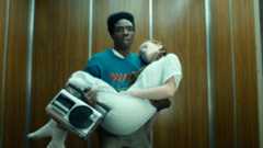 Caleb McLaughlin as Lucas Sinclair and Sadie Sink as Max Mayfield in Stranger Things 5.