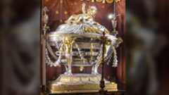 Wood slats from the Holy Crib are encased in a reliquary and are on display at Santa Maria Maggiore in Rome. 