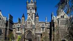 A view of the intricate work on the building from outside of Darkmoor at Monsters Unchained: The Frankenstein Experiment. 