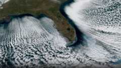The strange clouds formed due to the freezing air sweeping southwards over Florida in early February.