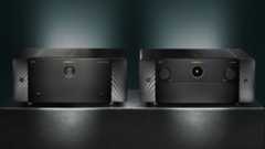 Marantz AV20 and AMP20 home cinema separates shot on a dark background and lit moodily