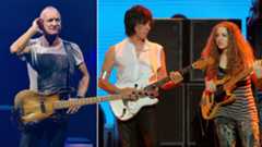 Sting performs onstage during a concert at Eventim Apollo on October 26, 2025 in London, England. Guitarist Jeff Beck (L) and bassist Tal Wilkenfeld perform with Steven Tyler at the iHeartRadio Music Festival at the MGM Grand Garden Arena September 24, 2011 in Las Vegas, Nevada. 