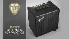A Fender Rumble LT25 bass practice amp on a grey background