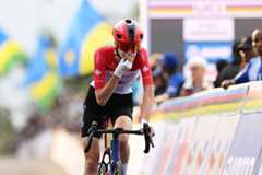 Isabella Holmgren reacts as she crosses the finish line in a disappointing sixth place