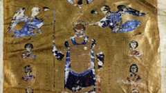 a golden tapestry depicting Emperor Basil II