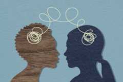 two people with string coming out of their heads joining them together