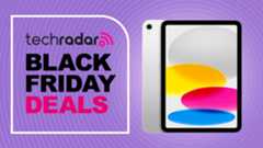 Apple iPad on a Purple Background. Text reads: TechRadar Black Friday Deals