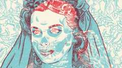 Photoshop tutorials: drawing of woman in red and blue colours