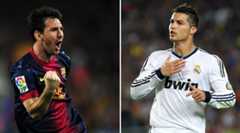 Composite image of Barcelona's Lionel Messi and Real Madrid's Cristiano Ronaldo after both scored two goals in a 2-2 draw at Camp Nou in La Liga in October 2012.