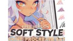 A sample of one of the best free Procreate brushes, soft-style anime Procreate brush set
