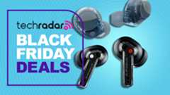 Sony and Nothing earbuds on blue background with TR&#039;s &#039;Black Friday deals&#039; poster