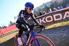 Dutch Shirin van Anrooij pictured in action during the women elite race at the World Cup cyclocross cycling event in Tabor, Czech Republic, stage 1 (out of 12) of the UCI World Cup cyclocross competition, Sunday 23 November 2025.BELGA PHOTO DAVID PINTENS (Photo by DAVID PINTENS / BELGA MAG / Belga / AFP via Getty Images)
