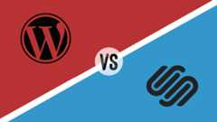 Word Press vs Squarespace: the two logos pitted against each other.