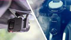 Garmin Dash Cam Mini 3 and Nextbase iQ dash cams mounted to vehicle windscreens
